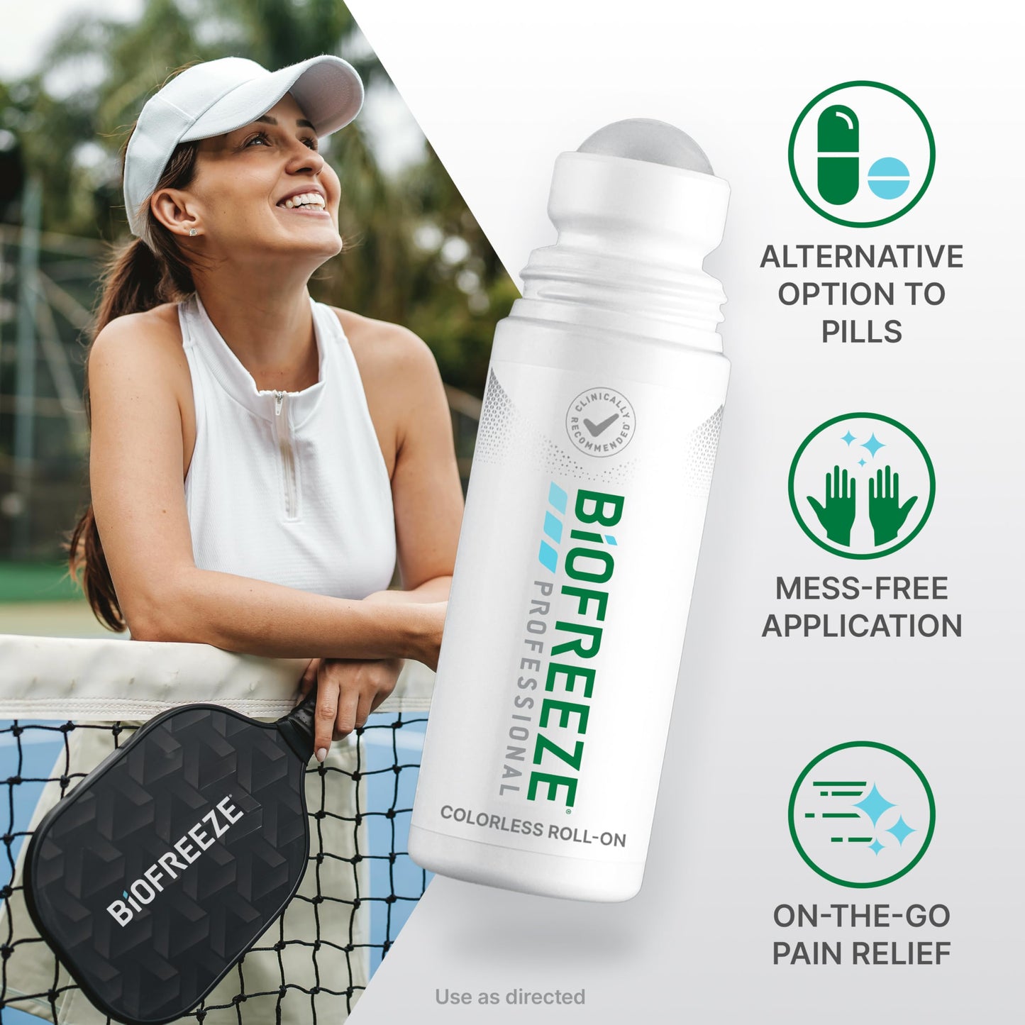 Biofreeze Professional Colorless Pain Relief Roll On, Knee & Simple Backache Relief, Arthritis Pain Reliever, Neck Pain Relief, Cooling Joint Pain Relief, Roll-On Menthol Gel 3 Fl Oz BiofreezeBuy Supplements Australia
