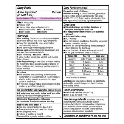 GoodSense Children's Dye-Free, Acetaminophen 160 mg per 5 mL Oral Suspension, Cherry Flavor, 8 FL OZ GoodSenseBuy Supplements Australia