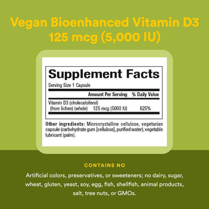 Natural Factors Whole Earth & Sea Vitamin D3 - Dietary Supplement Supports Strong Bones & Joints - Aids Calcium Absorption - Vegan & Non-GMO - 90 Vegetarian Capsules (90 Servings)