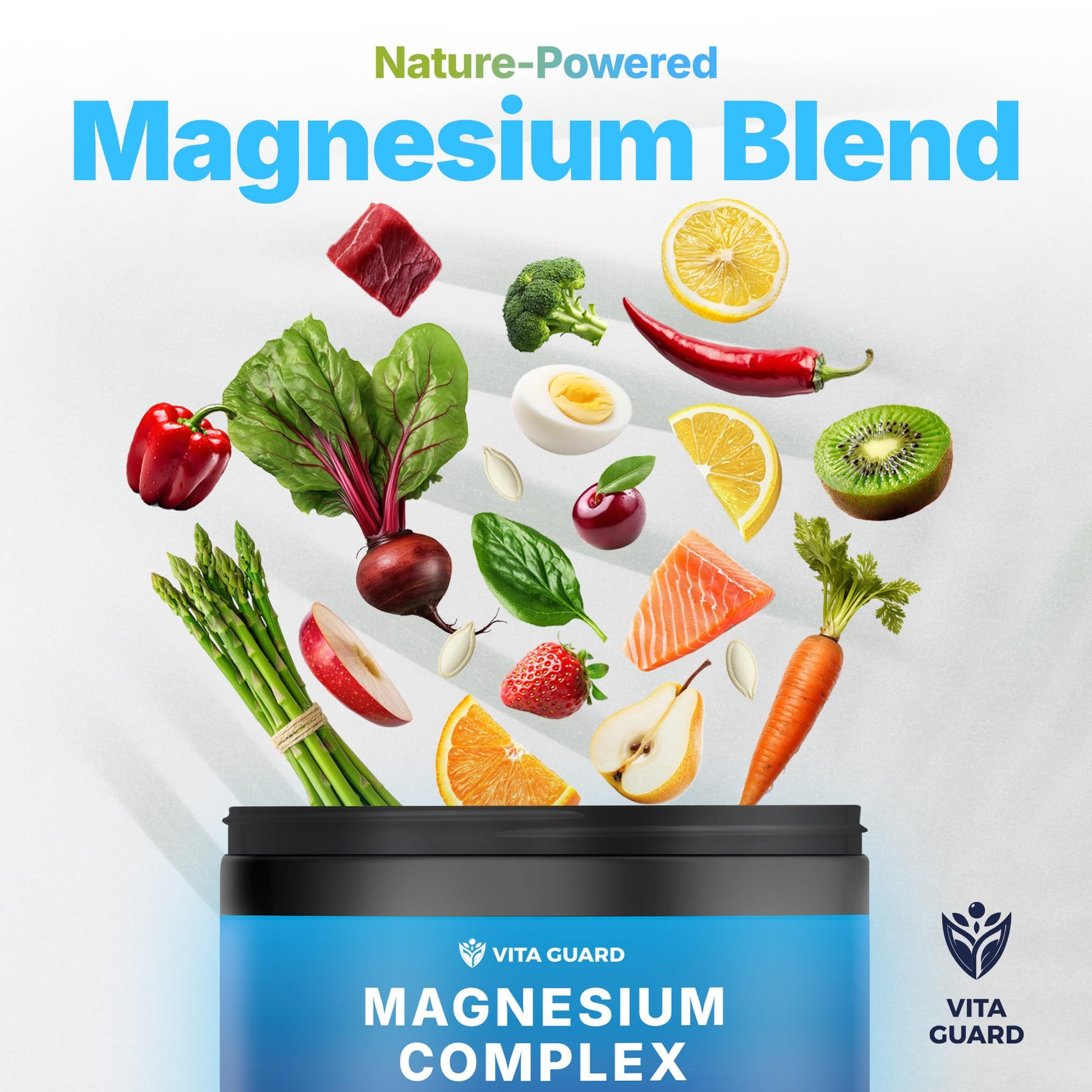 Vita Guard Magnesium Complex 1480mg – 10-in-1 with Glycinate, Citrate, Malate & More – High Absorption – Sleep, Muscle, Nerve & Heart Support – 90 Vegan Capsules – Non-GMO, Gluten-Free, No Sugar Vita Guard buy supplements Au