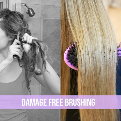 SimplyHair Ultimate Hair Extension Brush & Detangler Anti-Static, Dual Bristle Design, Soft Boar Bristle, Great for All Hair Types & Extensions - Pink & Purple Ombre Brush Ideal for Adults & Kids Simply HairBuy Supplements Australia
