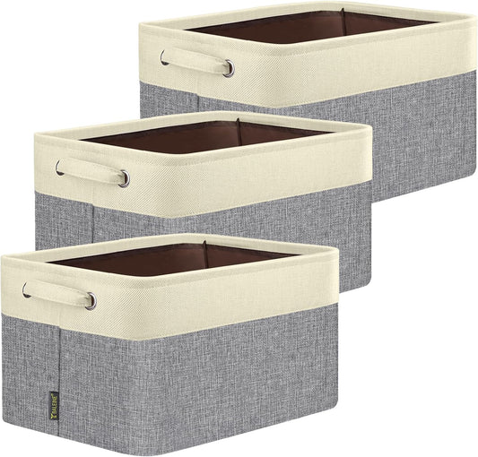 BALEINE 3 Pack Fabric Closet Storage Bins for Shelves, Linen Closet Organizers and Storage,