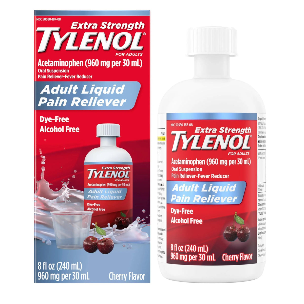 Tylenol Adult Liquid Pain Reliever and Fever Reducer, Extra Strength Liquid Acetaminophen for Fast Pain Relief for Headaches & Other Minor Pain, Cherry Flavor, Dye & Alcohol Free, 8 fl. oz TylenolBuy Supplements Australia