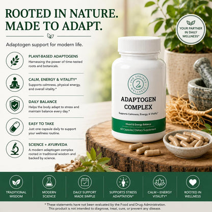 Adaptogen Complex Calmness, Energy and Vitality Booster - Ashwagandha, Schisandra, Astragalus, Ginseng, Rhodiola, and More - Adrenal Support Supplements - 60 Ct