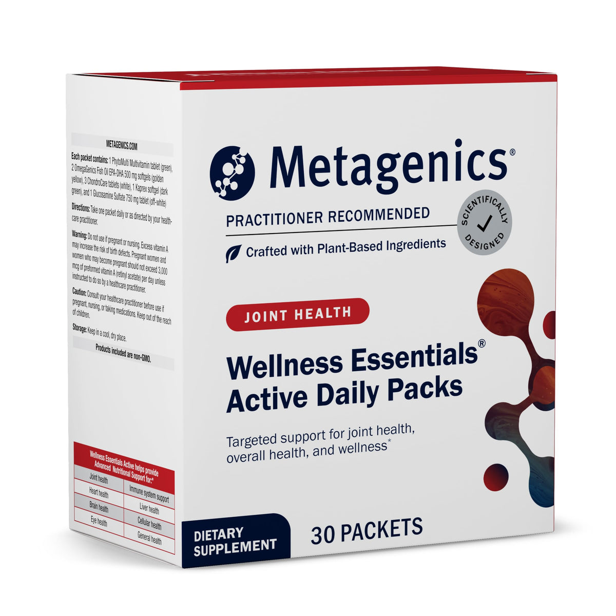 Metagenics Wellness Essentials Active Daily Packs - with Glucosamine, Chondroitin, MSM, Magnesium, Vitamin C & Omega-3* - Supports Mobility, Cartilage & Bone Health* - 30 Packets MetagenicsBuy Supplements Australia