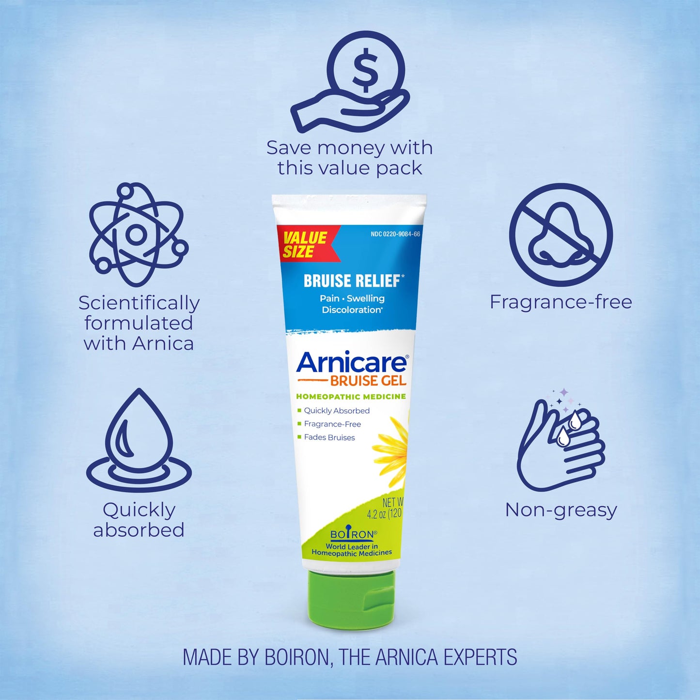 Boiron Arnicare Bruise Gel for Pain, Inflammation or Swelling, Soreness, and Discoloration - Non-greasy and Fragrance-Free - 4.2 oz BoironBuy Supplements Australia
