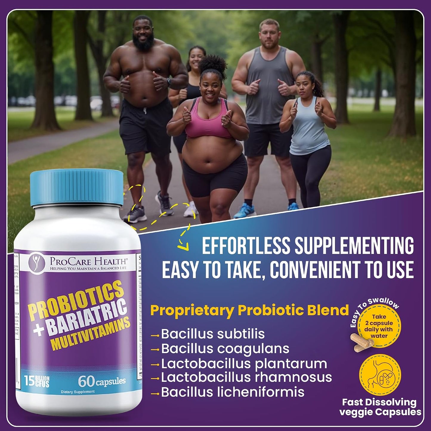 Core-45 + Probiotics Bariatric Multivitamin | Capsule | 60 Ct | 15 Billion CFU Bariatric Probiotic Fast Dissolving Veggie Capsules to Support Gut and Immune Health for Bariatric Patients