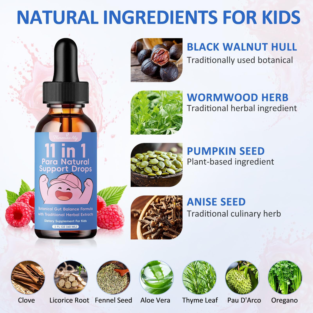 Theronika Aly Parasite Cleanse for Humans & Kids – Advanced Herbal Blend with Black Walnut, Wormwood, Clove, Digestive & Gut Balance Support, Alcohol-Free Liquid Drops, 30 Servings Theronika AlyBuy Supplements Australia