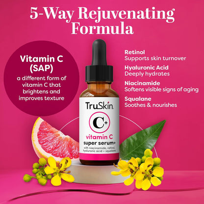 TruSkin Rejuvenate & Protect Bundle - Vitamin C Super Serum Plus 2oz and Tinted Mineral Sunscreen Serum SPF 30