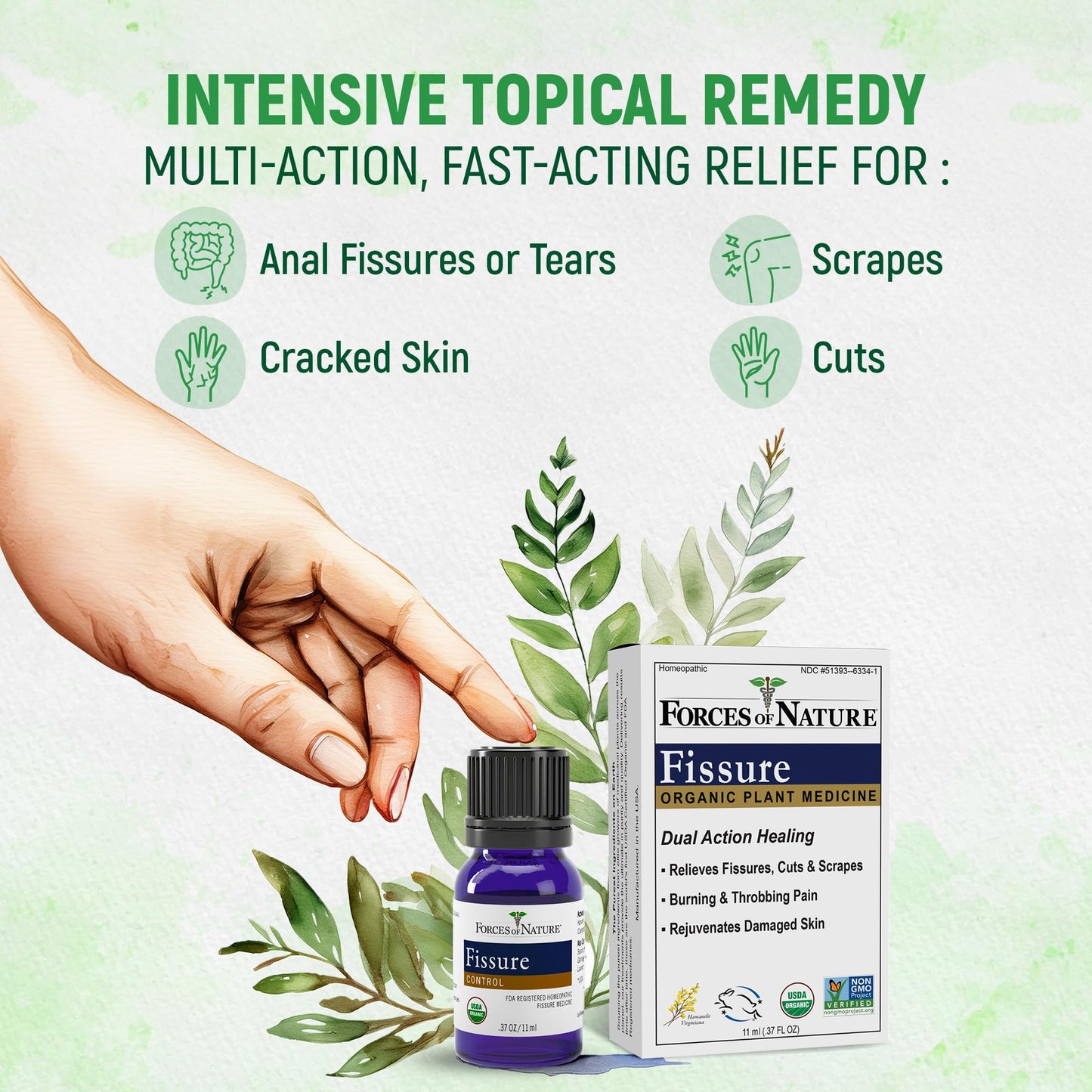 Forces of Nature Fissure Control, Organic Homeopathic Treatment with Witch Hazel for Anal Fissures, Hemorrhoid Related Irritation & Discomfort, Fast, Natural Topical Relief, 1 Fl Oz Forces of NatureBuy Supplements Australia