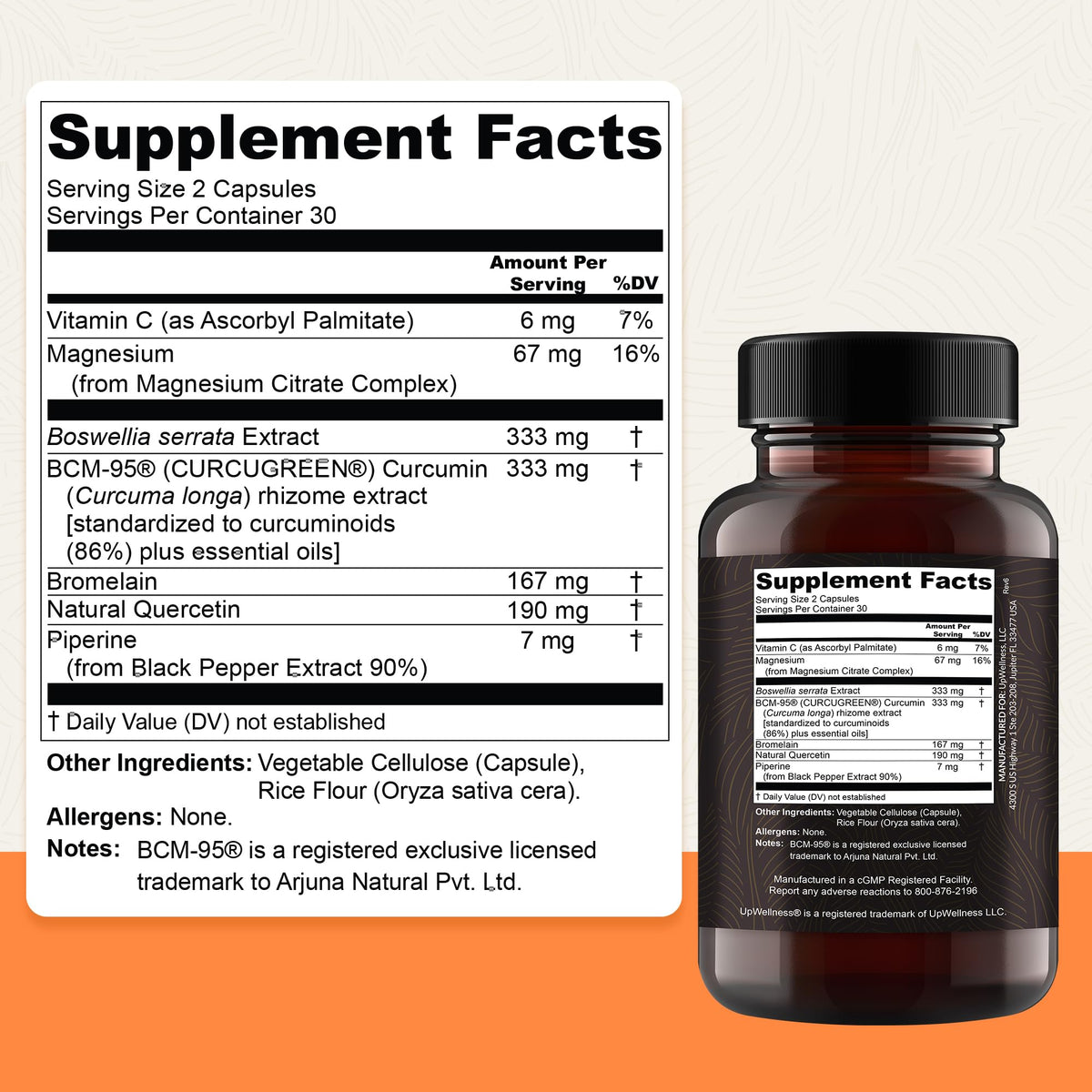 UpWellness Golden Revive + Joint Support Supplement Featuring Turmeric with Black Pepper, Quercetin, and Magnesium- Turmeric Boswellia Supplement - 6 Active Ingredients - 60 Capsules, 5 Pack UpWellnessBuy Supplements Australia
