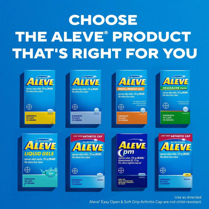 Aleve Pain Reliever & Fever Reducer Gelcaps, Naproxen Sodium, Headache and Back and Body Pain Relief Medicine, for Adults and Children Ages 12 and Up, 90 Count AleveBuy Supplements Australia