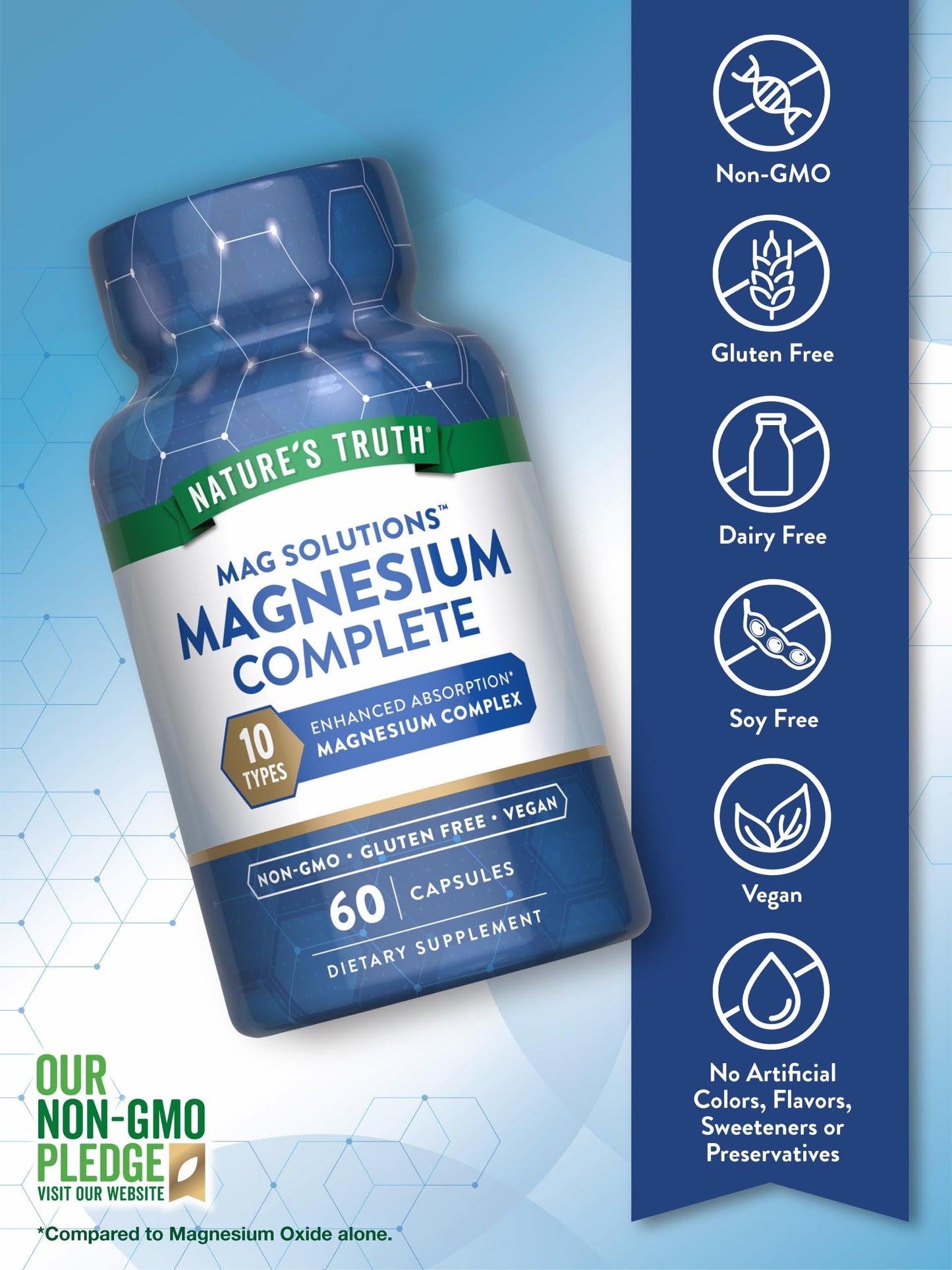 Nature's Truth Magnesium Complex Supplement 10 Forms | 300mg | 60 Capsules | Glycinate, Citrate, Plus More | Vegan, Non-GMO & Gluten Free Nature's Truth buy supplements Au