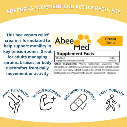 ABEE MED Extra Strength Joint & Muscle Relief Cream – Menthol Cooling & Warming Formula with Bee Pollen, Aloe & Chamomile – Fast-Absorbing Comfort Cream for Back, Knees & Muscles – 2 oz ABEE MEDBuy Supplements Australia