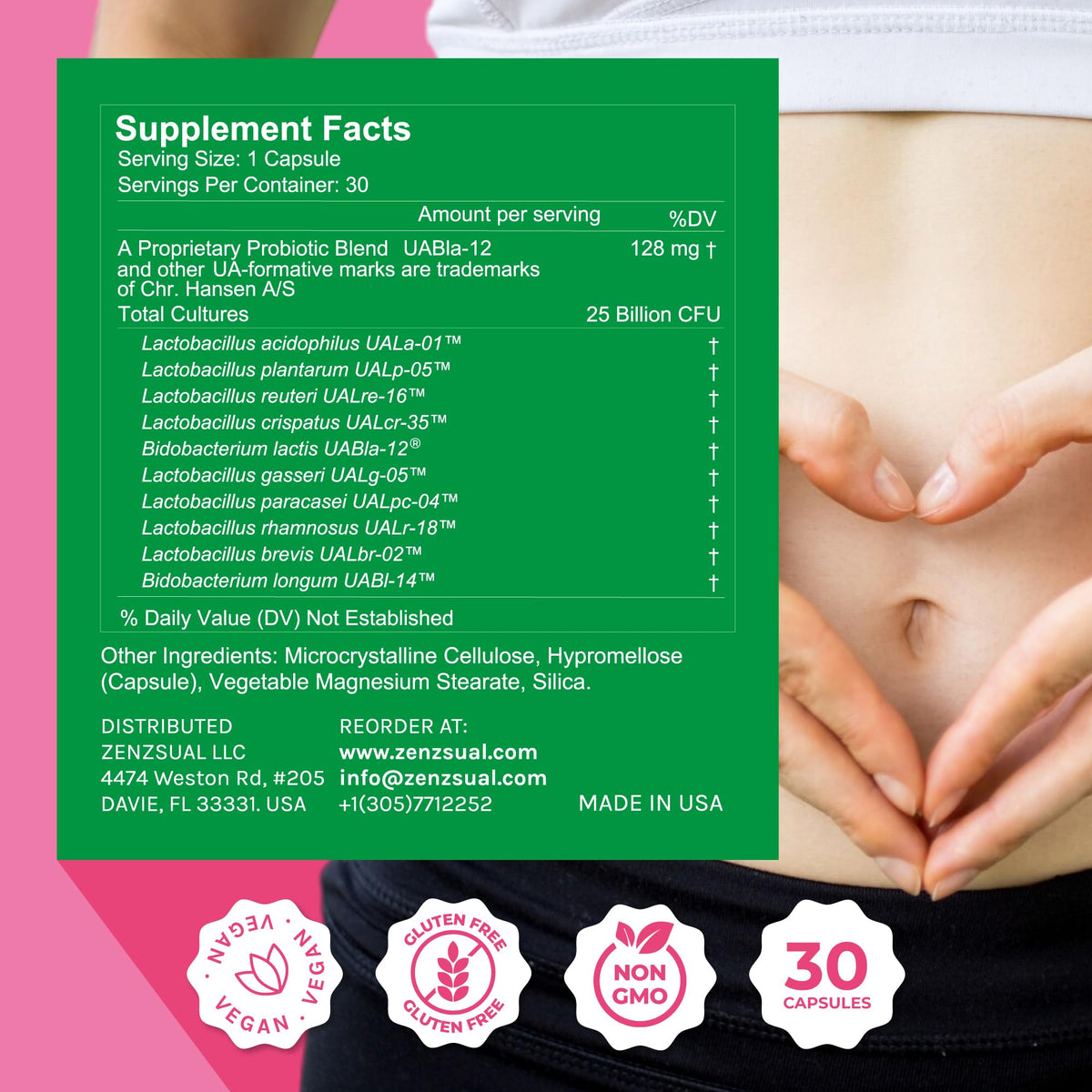 ZENZSUAL Zenbiotic Probiotics Support for Women – 25 Billion CFU, Vaginal Health & pH Balance Support, Odor & Yeast Control, Gut & Digestive Health, Urinary Comfort, Hormone Balance, 30 Vegan Capsules ZENZSUAL buy supplements Au