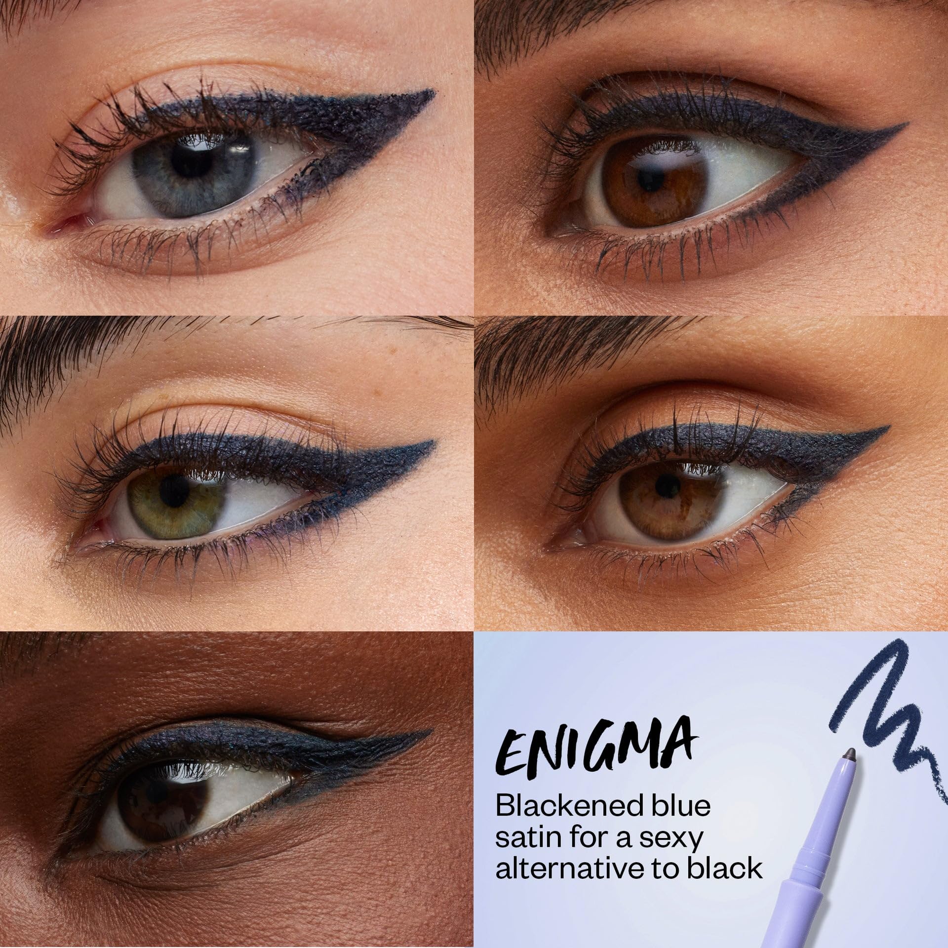 Kosas Soulgazer Gel Eyeliner (Enigma) - Waterproof, Smudge-Proof Pen with Hyaluronic Acid - Retractable Eyeliner Pencil with Sharpener & Smudger, Long-Lasting - Blackened Blue Satin KosasBuy Supplements Australia