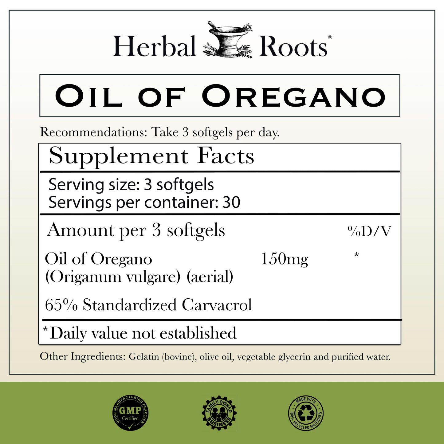 Herbal Roots Oil of Oregano - Made from Mediterranean Oregano Oil - 90 Easy to Swallow Softgel Capsules - Extra Strength 150mg Herbal Roots buy supplements Au
