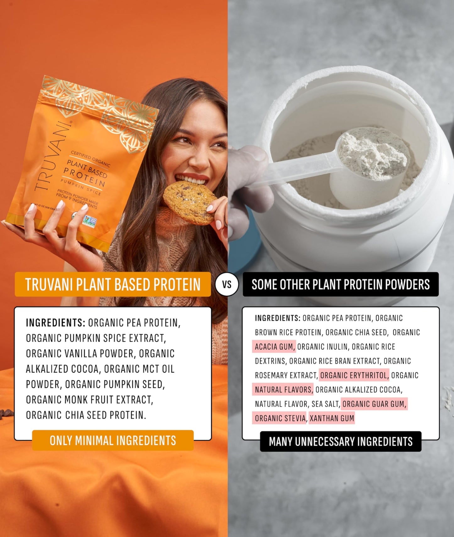 Truvani Organic Plant Based Protein Powder | Strawberry | 10 Servings | Vegan | 20g Pea Protein | Single Serving Travel Packets | Keto | Gluten & Dairy Free | Low Carb