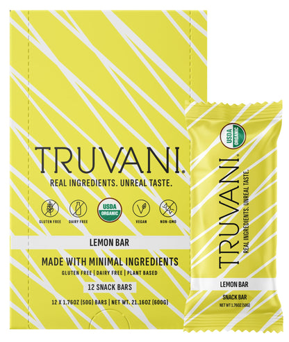 Truvani Plant Based Snack Bars | Variety | 12 Pack | Vegan | 5-8g Protein | USDA Organic and Vegan | Dairy, Soy, and Gluten Free | Individually Wrapped