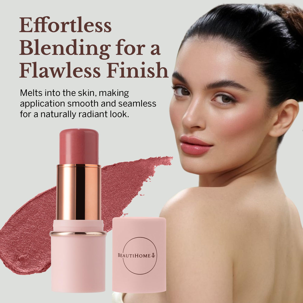 BeautiHome Blush Stick for Cheeks & Lips Multistick Cream Blush- Easy to Apply & Blend- Infused with Nourishing Ingredients for your Skin Compact Travel Size Makeup (Misty Rose, Small) BeautiHomeBuy Supplements Australia