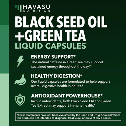 Black Seed Oil Capsules, Vegan, Non-GMO, Cold-Pressed Nigella Sativa, 90ct | 1500mg Per Serving Black Cumin Supplement for Skin Health, Immune Function, and Digestive Health, Unflavored, 30 Servings