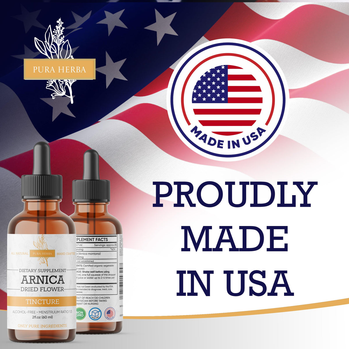 Pura Herba Arnica Liquid Extract – Alcohol-Free, Vegan, Supports Muscle Recovery & Joint Comfort, Fast-Absorbing Tincture, Made in USA – 2 Fl Oz Pura HerbaBuy Supplements Australia
