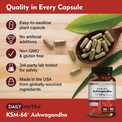 DailyNutra KSM 66 Ashwagandha (90 Capsules) Ashwagandha (90 Capsules), Magnesium Complex (90 Capsules), and Vitamin D3K2 (60 Capsules) Bundle for Wellness