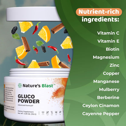 Gluco-Powder | Metabolic Wellness Blend for Energy & Vitality | White Mulberry Extract & Ceylon Cinnamon, Metabolic Wellness Blend, Energy & Vitality. 30 Days Supply. Orange Cinnamon flavor