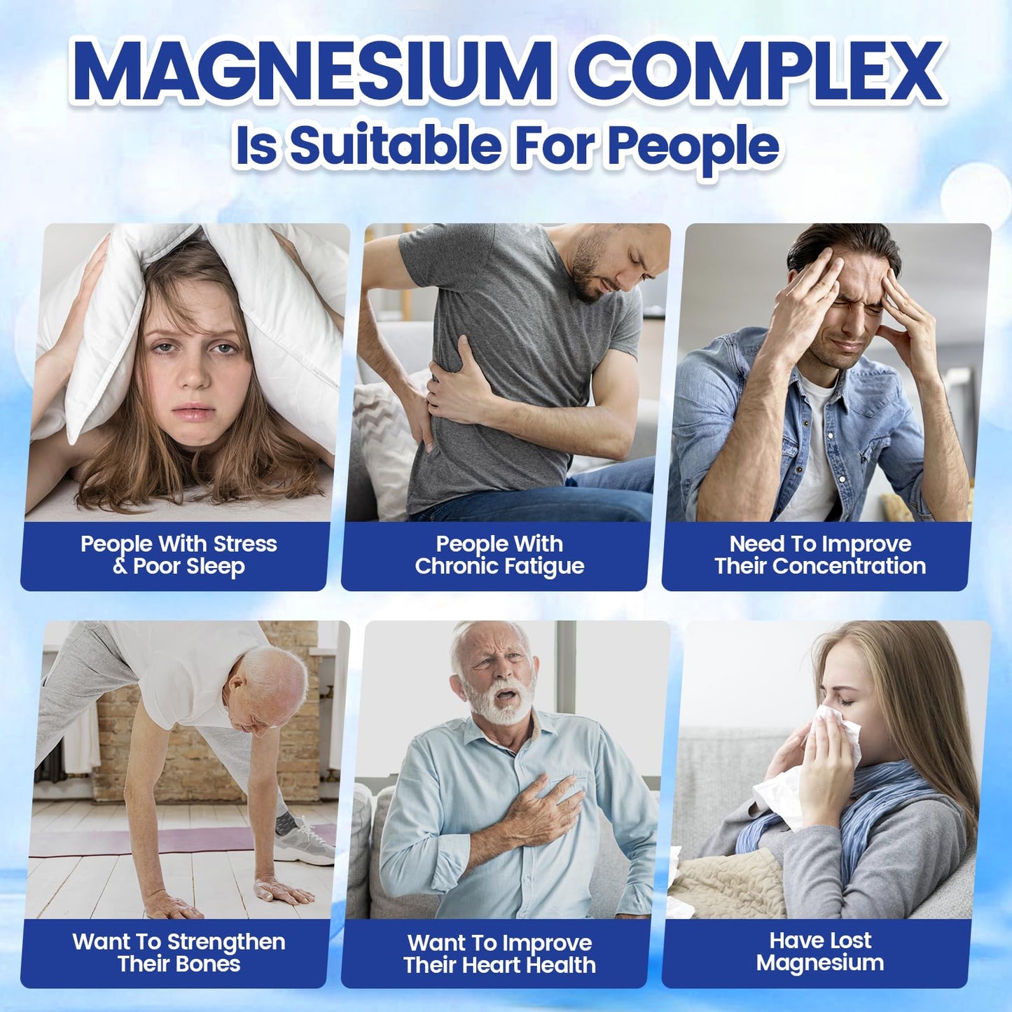 1000mg Magnesium Complex Capsules, 8-in-1 Magnesium Glycinate, Citrate, Malate, Taurate, Oxide, Carbonate, Aspartate, Orotate - 240 Capsules