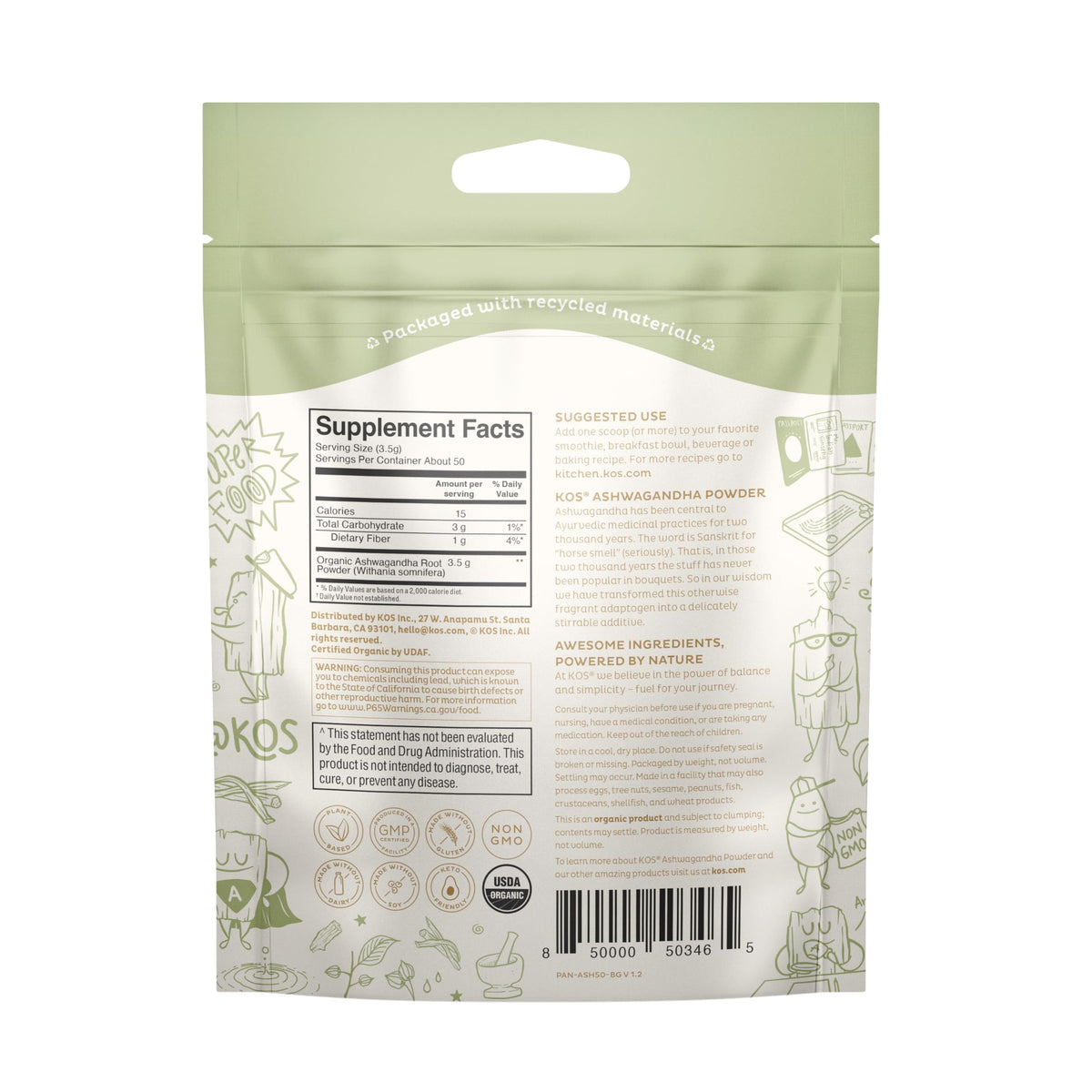 KOS Organic Ashwagandha Powder KOS buy supplements Au