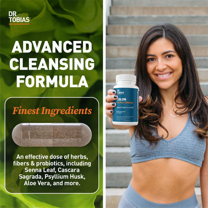 Dr. Tobias Colon 14 Day Cleanse | Supports Digestion & Gut Health | Colon Cleanse Detox | Constipation Relief & Gut Health Support for Women & Men | Psyllium + Senna + Probiotics | 28 Capsules