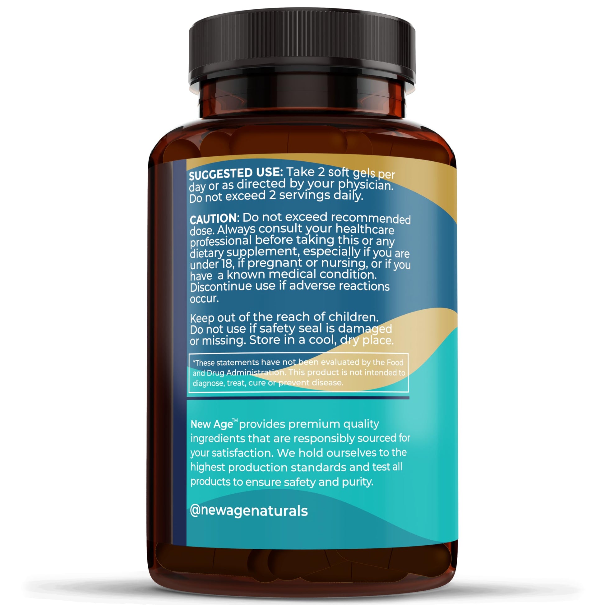 NEW AGE Omega 3 Fish Oil Supplement Immune & Health Support – Promotes Joint, Eye & Skin Health - Non GMO - EPA, DHA Fatty Acids Gluten Free (90 Softgels (Pack of 1)) NEW AGE buy supplements Au