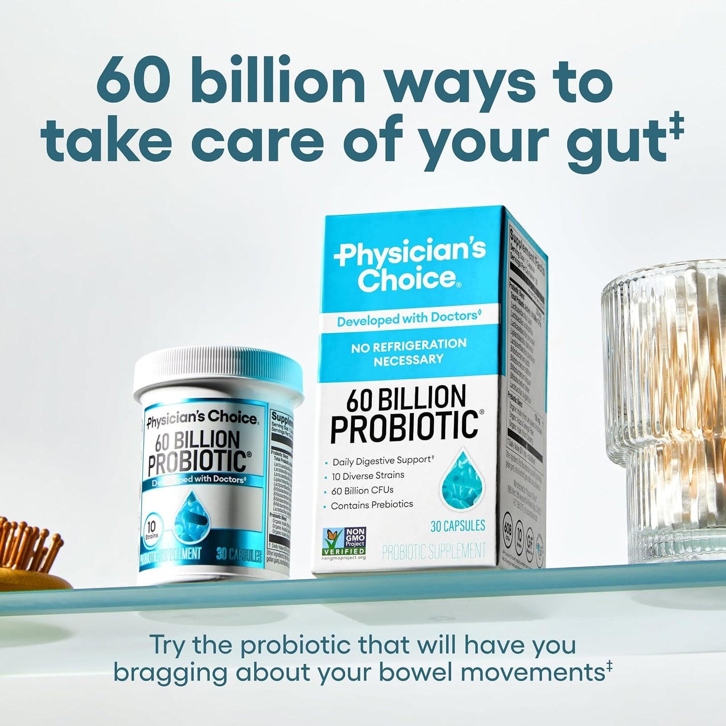 Physician's CHOICE Bloat & Gas Probiotic 30ct + 60 Billion Probiotic 30ct - Digestive Wellness Bundle