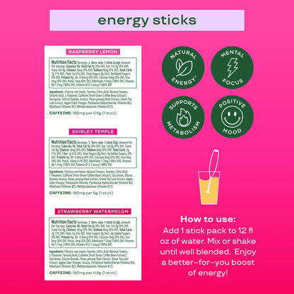 Bloom Nutrition Energy Drink Powder Packets, Strawberry Watermelon, 10 Ct | Sugar Free Drink Mix with L-Theanine, B Vitamins & Natural Caffeine, On the Go Powder Sticks for Natural Energy, 10 Calories