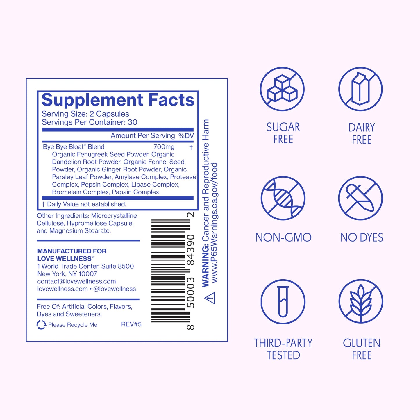 Love Wellness Bye Bye Bloat | Digestive Enzymes for Fast Acting Bloating Relief for Women | Helps Reduce Water Retention & Gas Relief | Supports Digestive Health with Fenugreek & Dandelion | 60 Count Love Wellness buy supplements Au