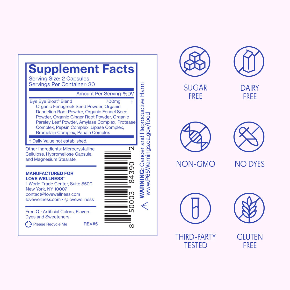 Love Wellness Bye Bye Bloat | Digestive Enzymes for Fast Acting Bloating Relief for Women | Helps Reduce Water Retention & Gas Relief | Supports Digestive Health with Fenugreek & Dandelion | 60 Count Love Wellness buy supplements Au