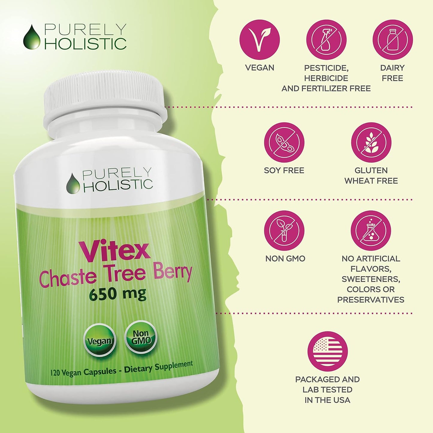 Chasteberry Vitex Supplement 650mg, Hormone Balance for Women, 120 Capsules | Agnus-Castus Chaste Tree Berry Capsules, Supports Hormone Balance & Menstrual Cycle for Women, Once-Daily, 4 Month Supply