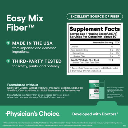 Physician's CHOICE Daily Gut Essentials Bundle: Easy Mix Fiber, Digestive Enzymes & 60 Billion Probiotic