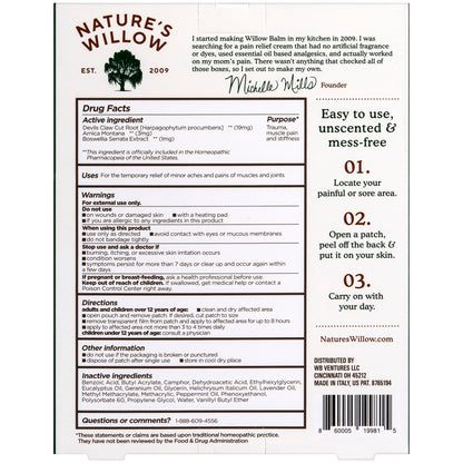 Nature's Willow Relief Patches – Fast-Acting, Plant-Based Topical Solution to Help with Sore Muscles & Joints | 6 Patches per Pack | 1-Pack Nature's WillowBuy Supplements Australia