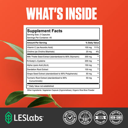 LES Labs Liver Support – Promotes Healthy Liver Function, Glutathione Production & Detoxification – Milk Thistle, NAC, ALA & Dandelion Extracts – Non-GMO Supplement – 90 Capsules LES Labs buy supplements Au