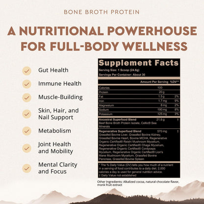 Ancestral Supplements MOFO & Chocolate Protein Bundle for Men – Supports Strength, Energy, Hormone Health & Recovery–Grass Fed Beef Organ Blend with 20g Protein, Gut Health Support & Organic Mushrooms