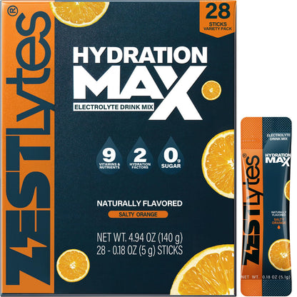28 Sticks Salty Fruit Sugar Free Electrolyte Hydration Packets High Sodium | Low Calorie Electrolyte Powder Drink Mix, Liquid Daily IV Flavors Salty Watermelon Raspberry Lemon Orange