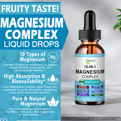High Absorption Magnesium Complex Drops | 10-in-1 Liquid Magnesium Complex for Women & Men with Glycinate,Citrate,Taurate | for Stress Relief,Sleep,Heart Health | Vegan,Non-GMO,Fast-Acting Formula JINGYAT buy supplements Au