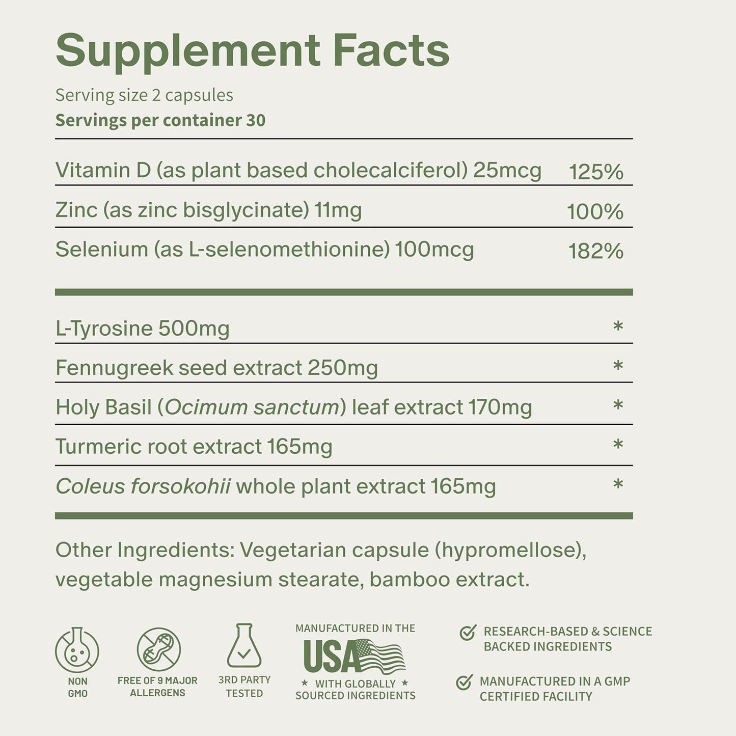 Snap Supplements Thyroid Health, Selenium, Zinc, L-Tyrosine, 60 Capsules | Thyroid Support Supplement for Women & Men, Botanicals for Metabolism, Energy & Endocrine Balance, Iodine-Free, Vegan