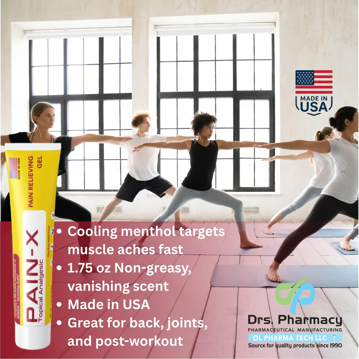 Drs. Pharmacy Pain-X Menthol Cream – Targeted Muscle & Joint Relief – 1.75 oz, Made in USA Drs. PharmacyBuy Supplements Australia