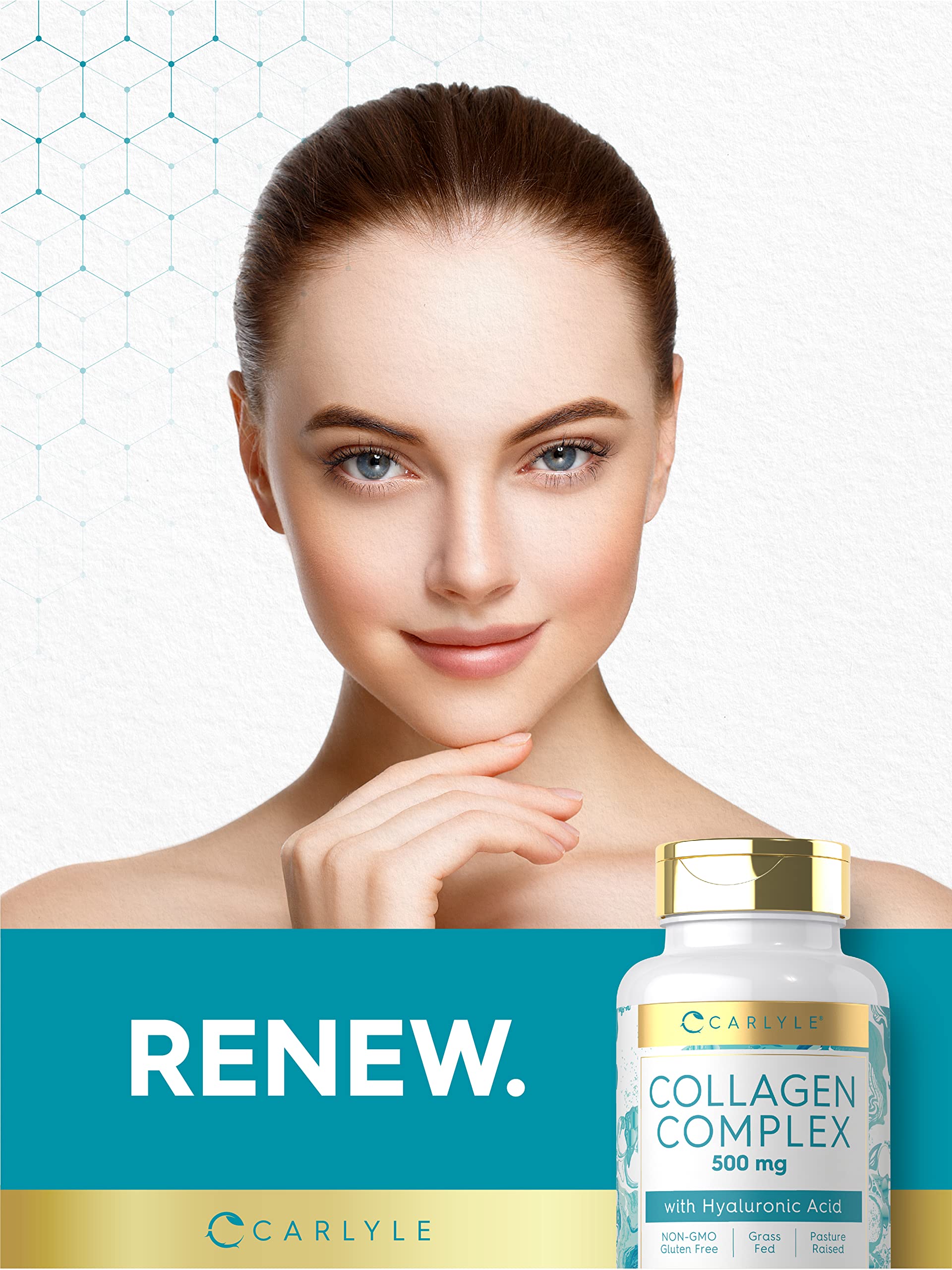Carlyle Collagen Pills with Hyaluronic Acid | 500mg | 90 Capsules | Hydrolyzed Collagen Type 1 and 3 | Non-GMO, Gluten Free Supplement Carlyle buy supplements Au