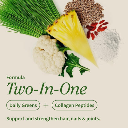 Snap Supplements Super Greens Powder with Collagen Peptides, 11.34 oz | 26 Fruits and Vegetables, Grass Fed, Non-GMO Daily Greens for Hair, Skin, Nails & Joint Support, 30 Servings, 1 Month Supply