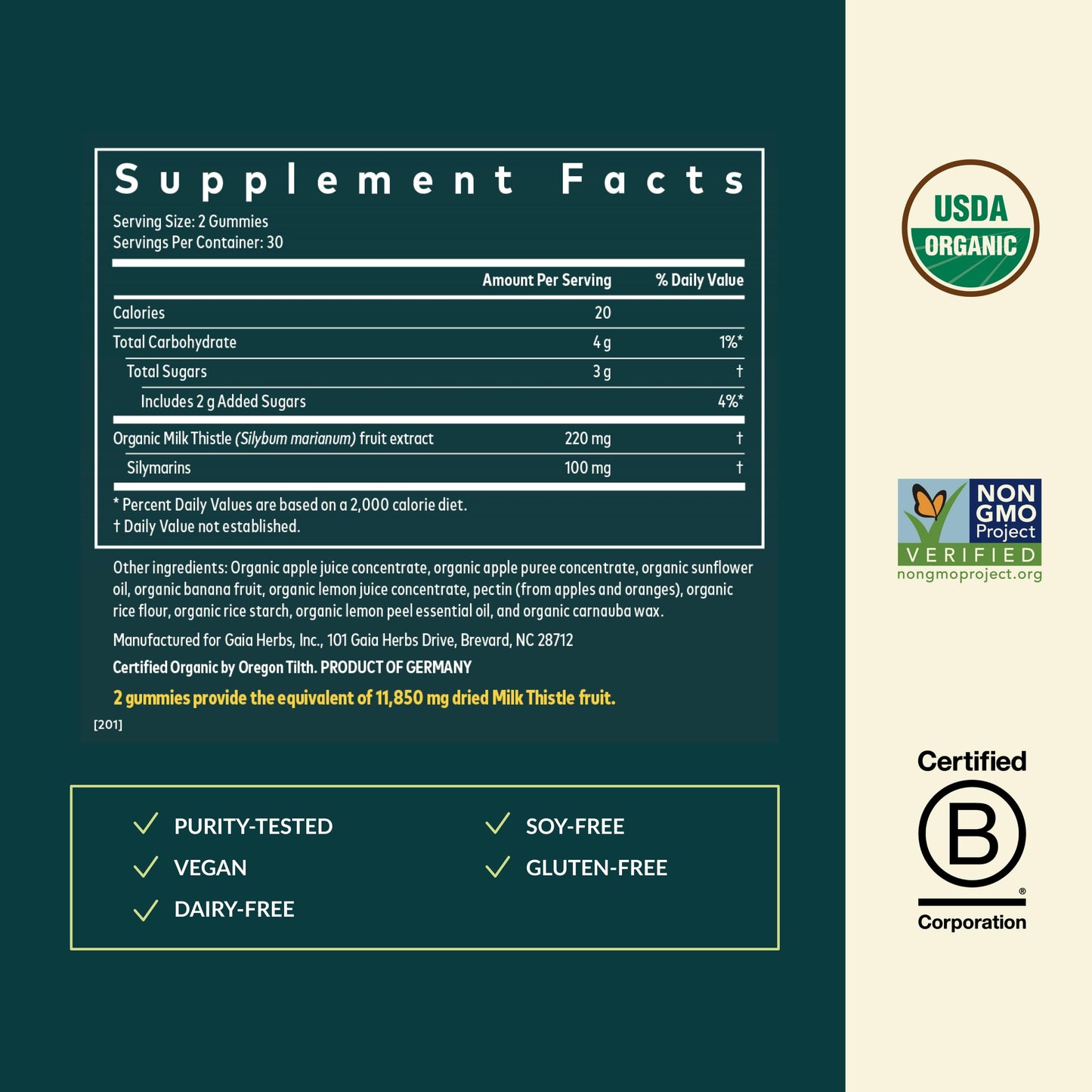 Gaia Herbs Milk Thistle Gummies - Herbal Supplement with Antioxidant Properties for Liver Health & Liver Detox - Lemon Flavored - 60 Vegan Gummies Gaia HerbsBuy Supplements Australia