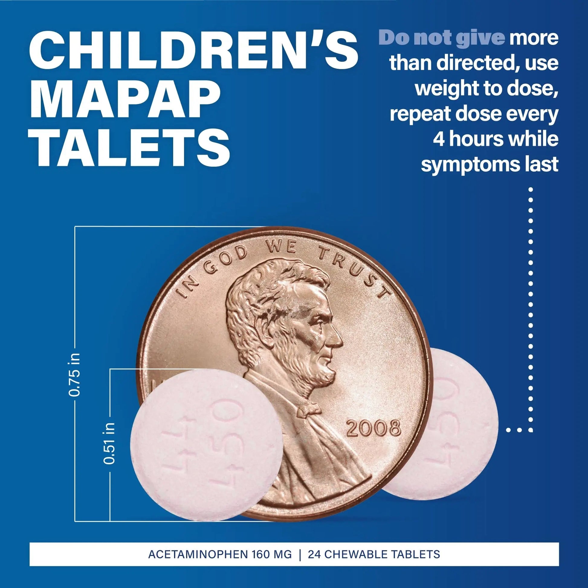 MAJOR Children’s Mapap Acetaminophen 160 mg Chewable Tablets - Pain Reliever/Fever Reducer - Aspirin Free - Ibuprofen Free - for Ages 2 to 11-24 Count (3 Pack) MAJORBuy Supplements Australia