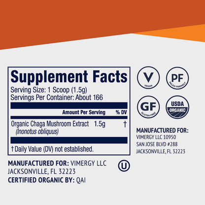 Vimergy Chaga Capsules – Superfood Cellular Support* – Cardiovascular Health Benefits* – Kosher, Vegan, Gluten-Free – 90 Capsules